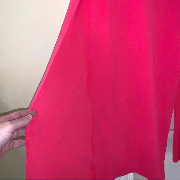NWT SHEIN VCAY Wide Leg Pants Chiffon Bright Pink Size XL Palazzo Pockets NEW - Picture 6 of 11